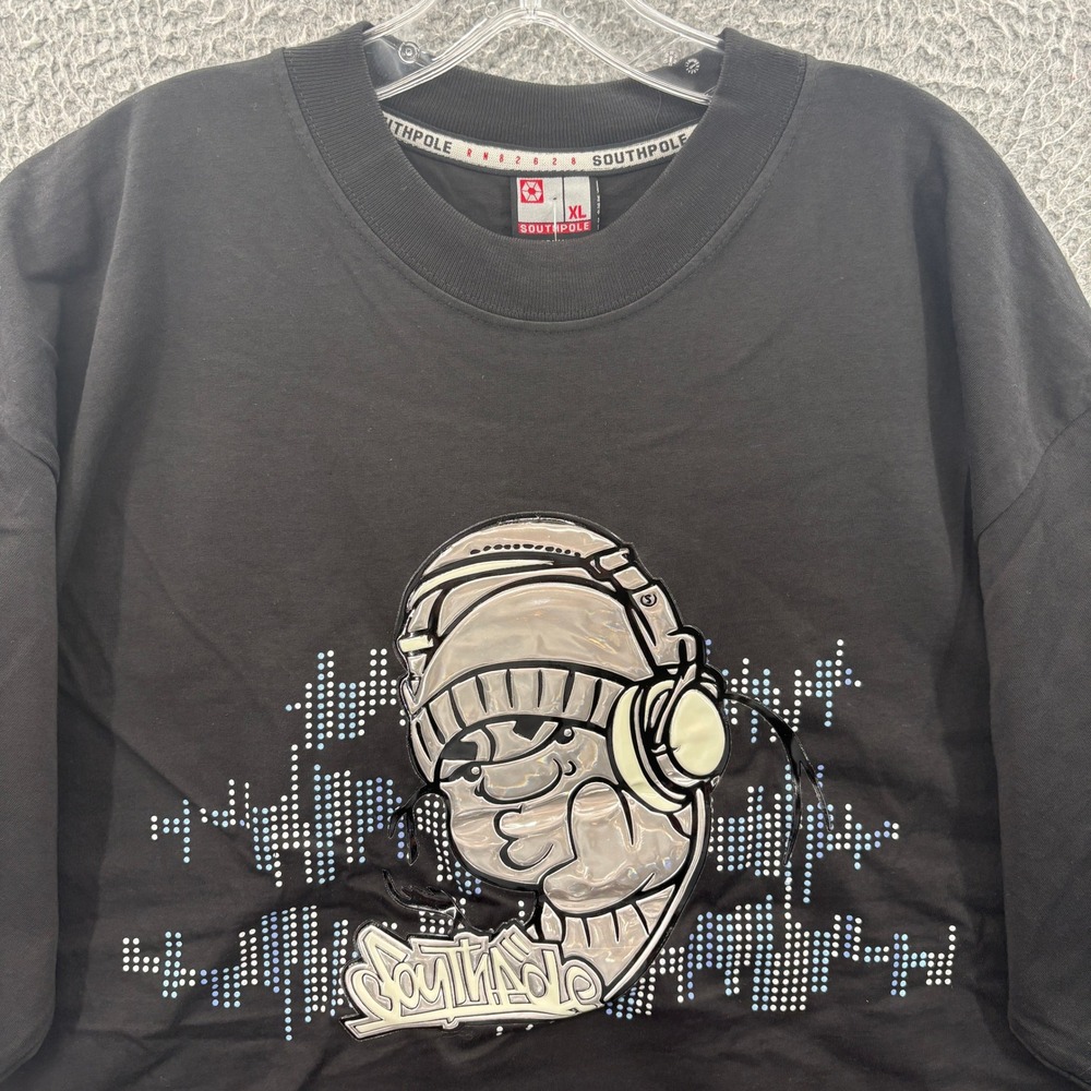 Vintage Southpole T Shirt Mens XL Black Rap Tee B Boy Hip Hop Y2K Made in USA